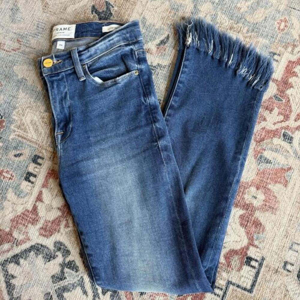 FRAME Le High Straight‎ Blue Cotton Blend Denim Jeans Womens 24